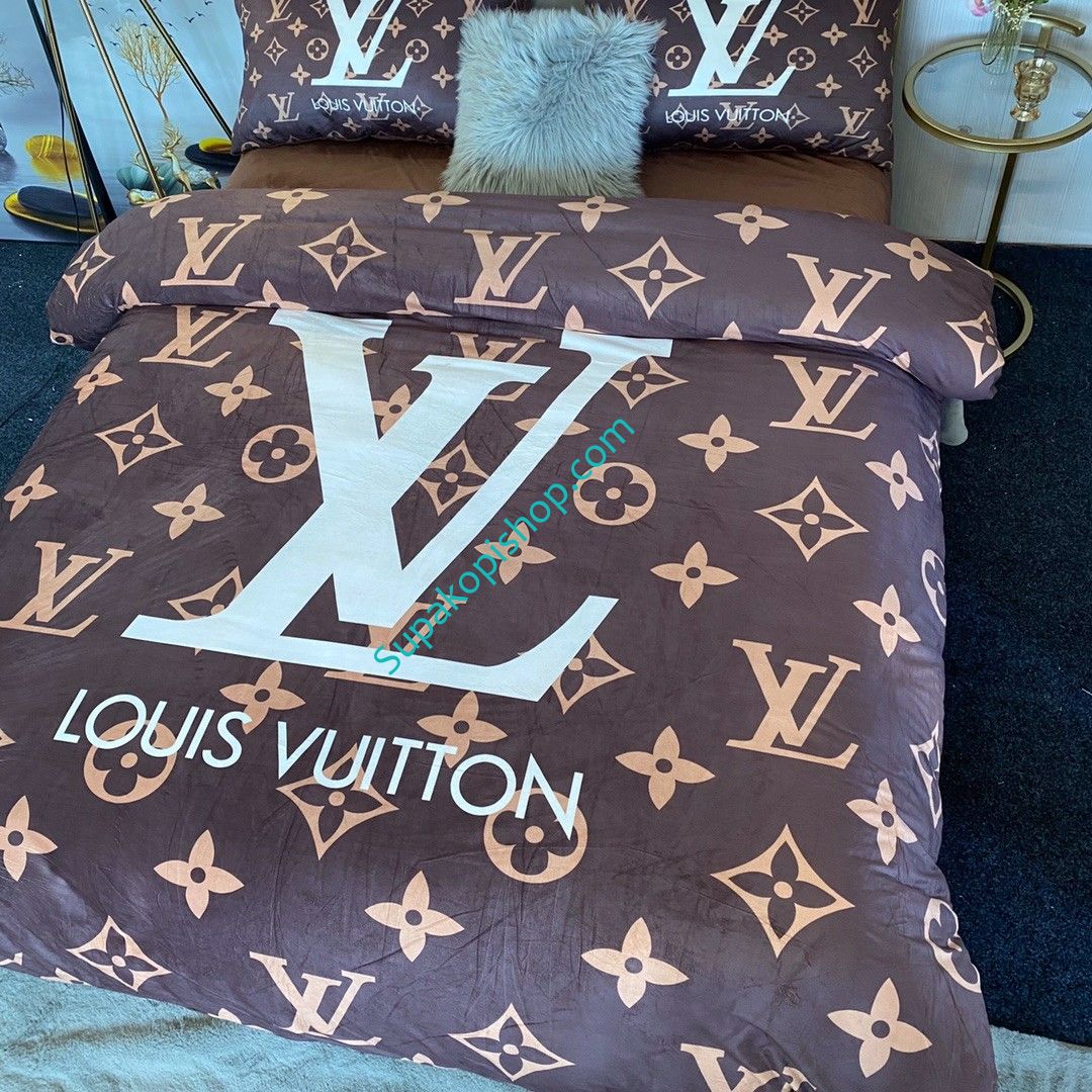 ルイヴィトンベッドカバー４点セット 絨製 ブランド LV 布団カバー ダブルサイズ 高品質