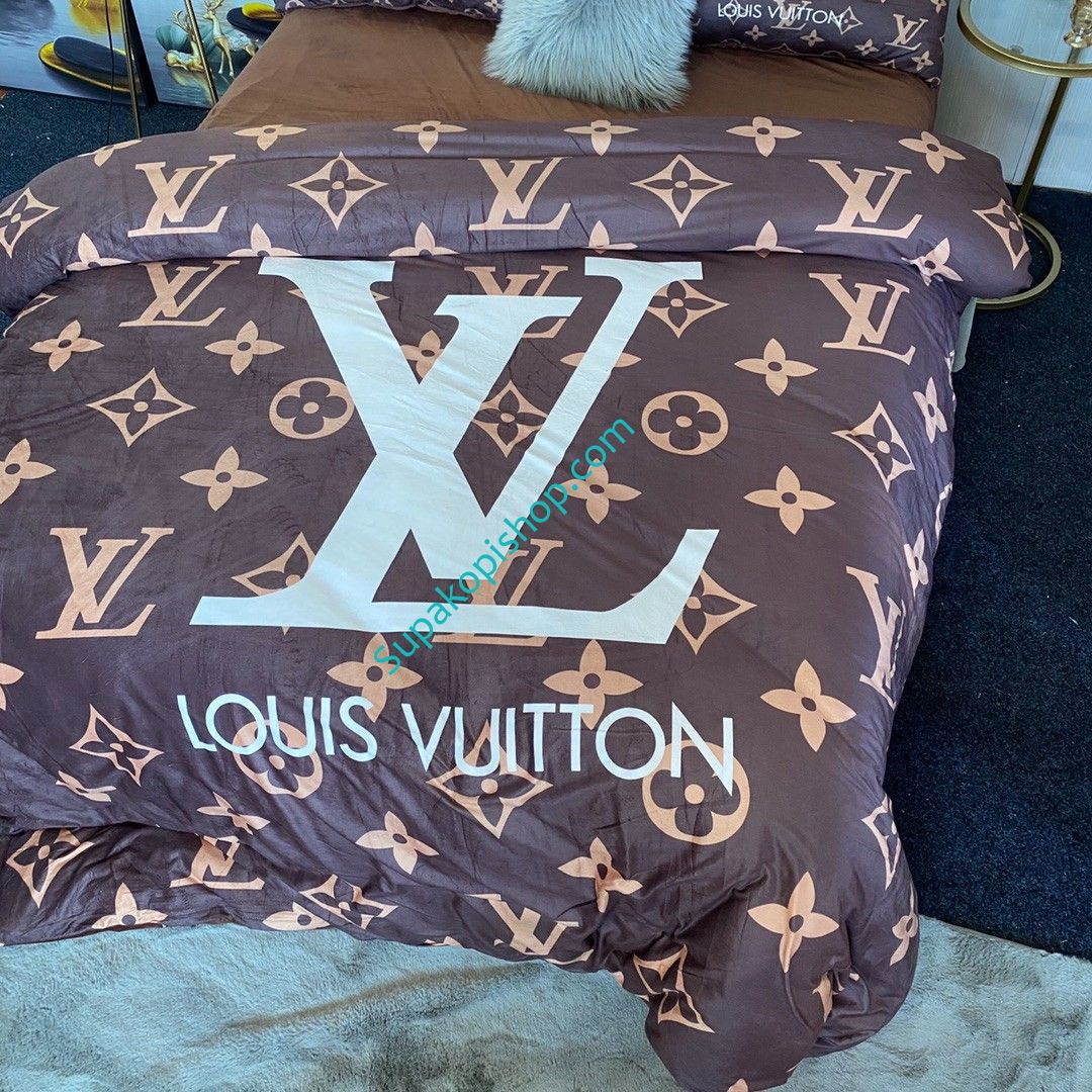 ルイヴィトンベッドカバー４点セット 絨製 ブランド LV 布団カバー ダブルサイズ 高品質