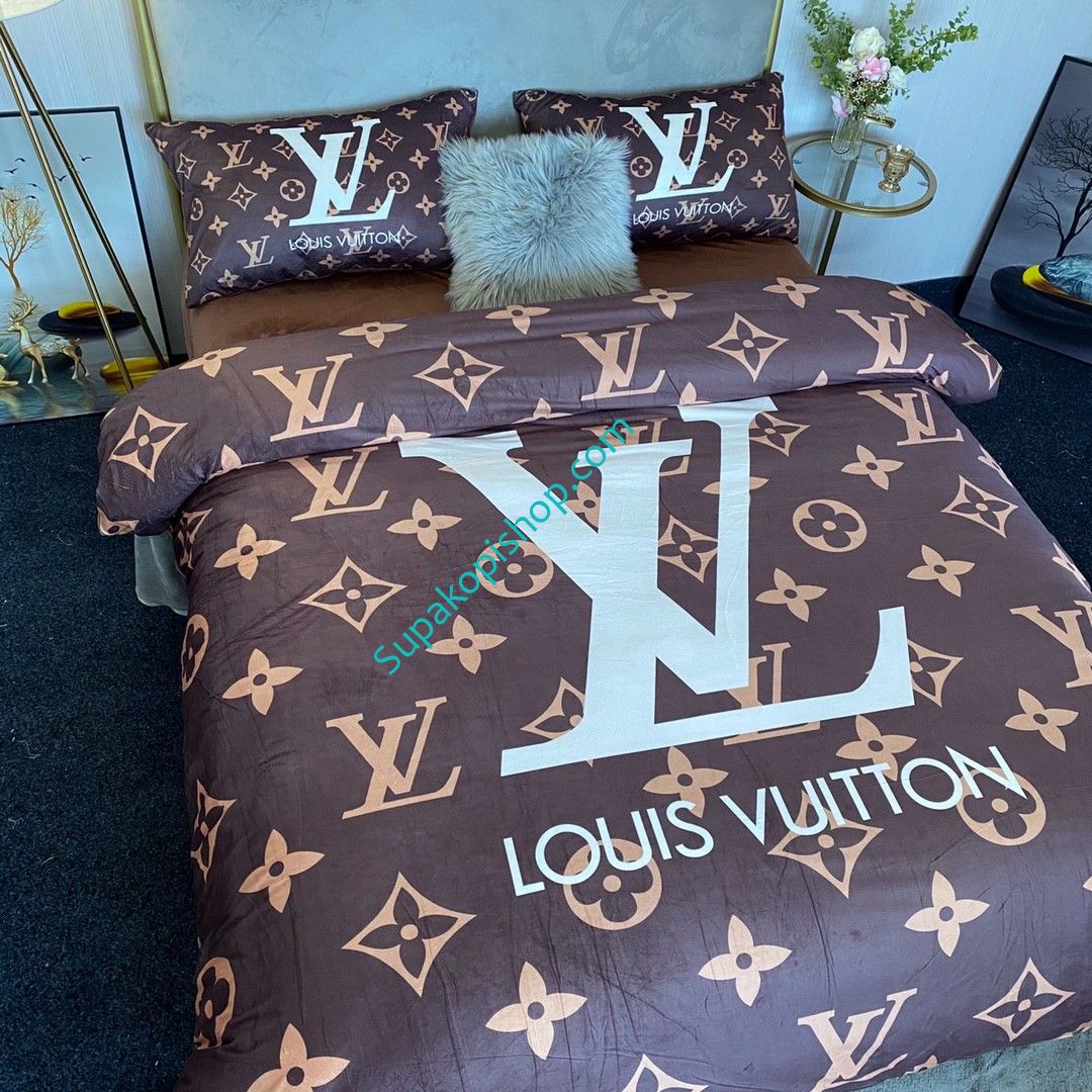 ルイヴィトンベッドカバー４点セット 絨製 ブランド LV 布団カバー ダブルサイズ 高品質