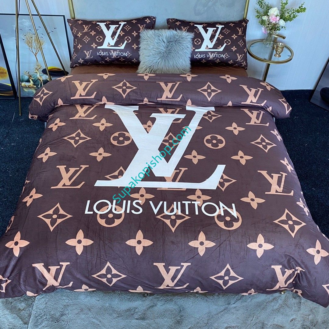 ルイヴィトンベッドカバー４点セット 絨製 ブランド LV 布団カバー ダブルサイズ 高品質