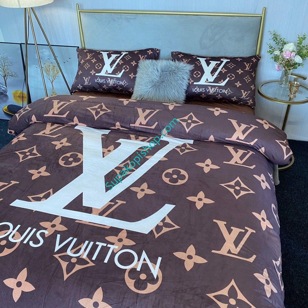 ルイヴィトンベッドカバー４点セット 絨製 ブランド LV 布団カバー ダブルサイズ 高品質