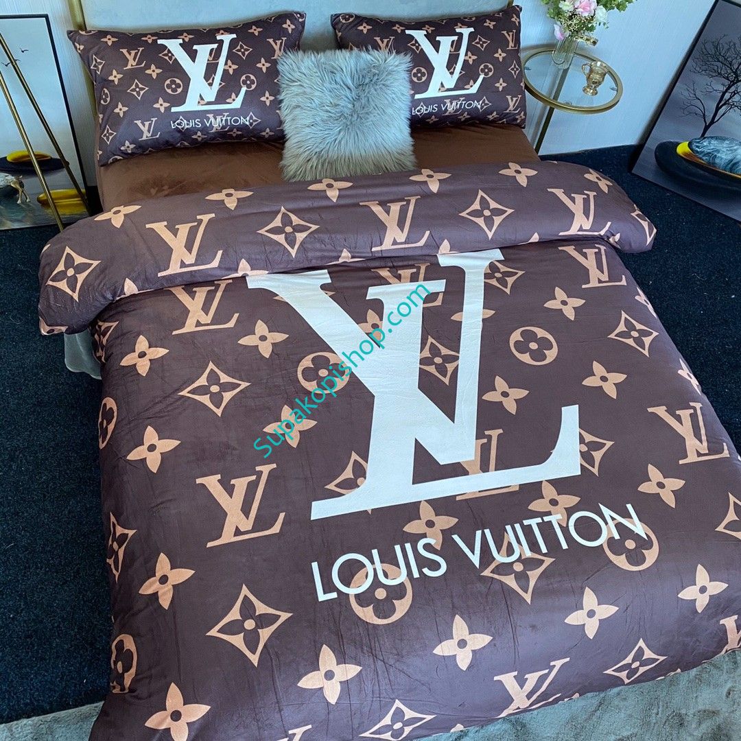 ルイヴィトンベッドカバー４点セット 絨製 ブランド LV 布団カバー ダブルサイズ 高品質