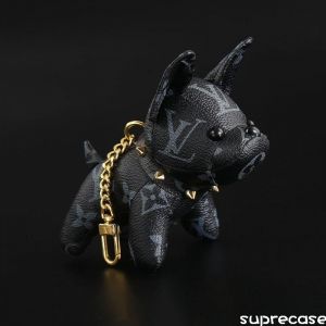 ルイ・ヴィトン バッグチャーム キーホルダー ヴィトン ブルドッグ 犬飾り 可愛い レザー製