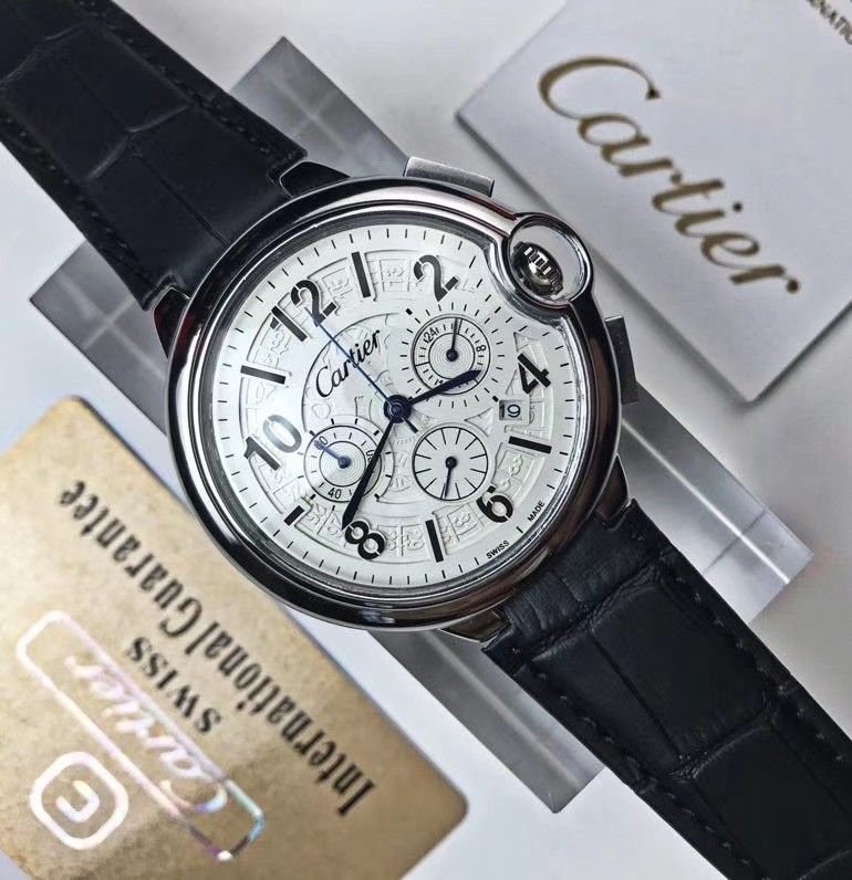 CARTIER 時計 青いポインター メンズコレクション 箱付き 人気