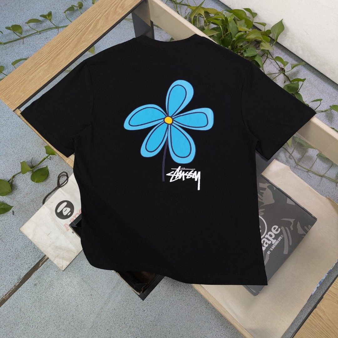 ステューシー 半袖Tシャツ 花柄レターロゴ プリント カジュアル A30246