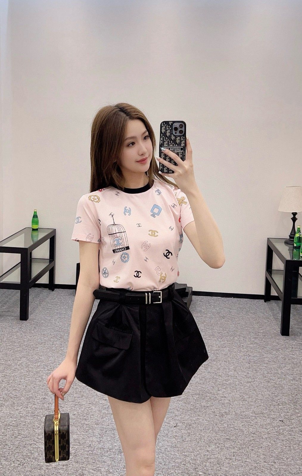シャネル 半袖Tシャツ 可愛い コットン プリント A30266