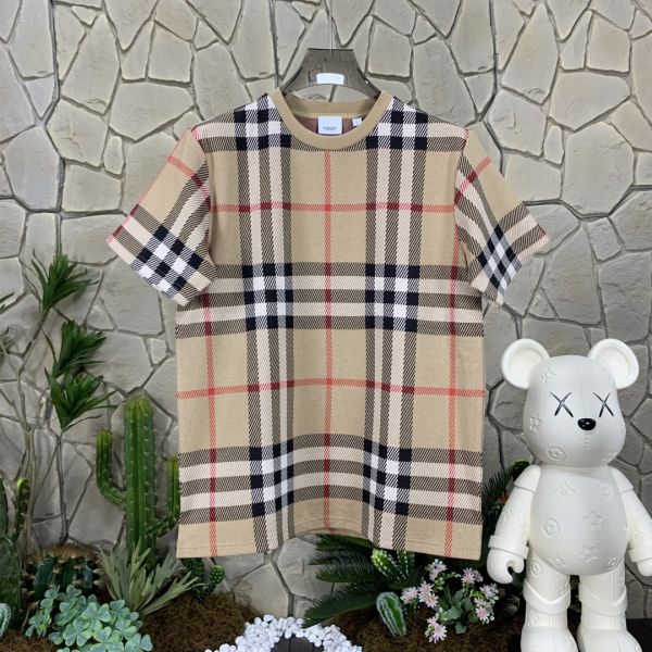 バーバリー 半袖Tシャツ チェック柄 フルプリント 男女向け 高品質 A30286