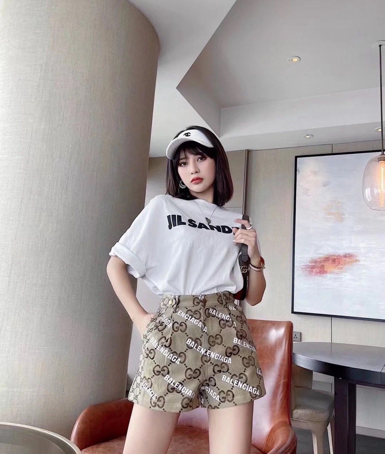 GUCCI x BALENCIAGA ハーフパンツ 総柄 カップル A30303