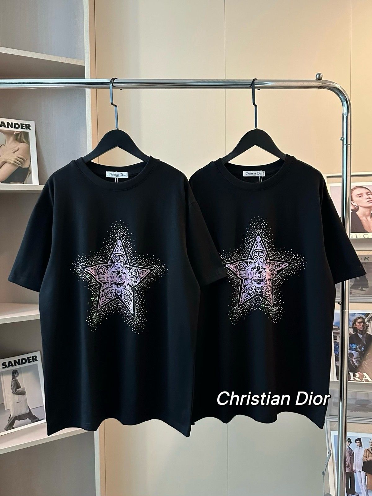 ディオール 半袖Tシャツ 五芒星ホットダイヤモンド オシャレ A30310
