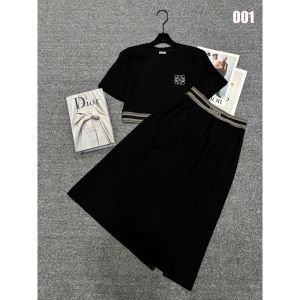 ロエベ Tシャツ+スカートセット ロゴ刺繍 リボンウエストバンド A30324
