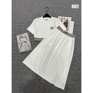 ロエベ Tシャツ+スカートセット ロゴ刺繍 リボンウエストバンド A30324
