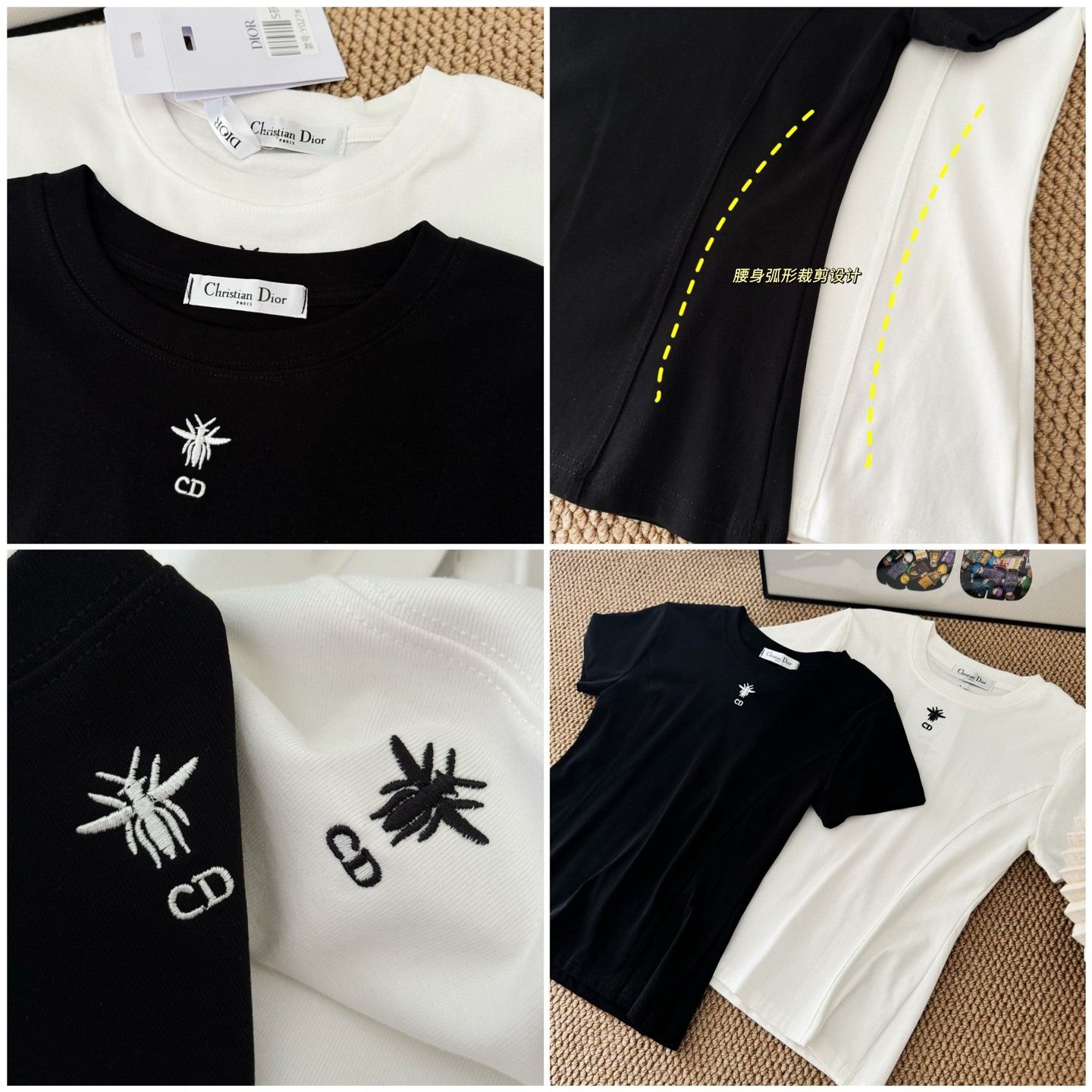ディオール 半袖Tシャツ ハチミツ 刺繍 可愛い A30329