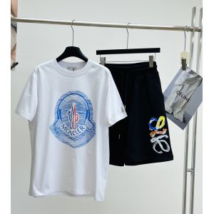 モンクレール ブルー ロゴ Tシャツ 男女兼用 カジュアル A30356