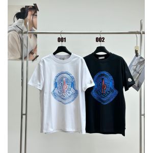 モンクレール ブルー ロゴ Tシャツ 男女兼用 カジュアル A30356