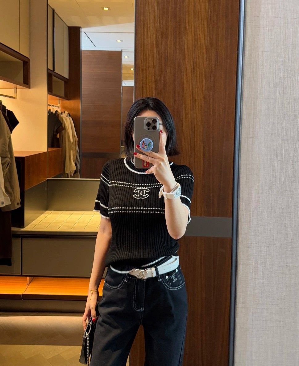 シャネル ニット半袖Tシャツ クラシック 高級 A30372