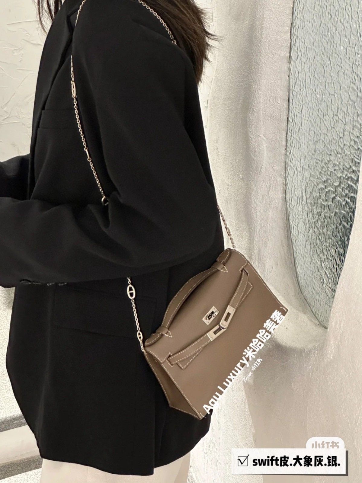 エルメス ショルダーバッグ 牛革シルバーバックル A30385