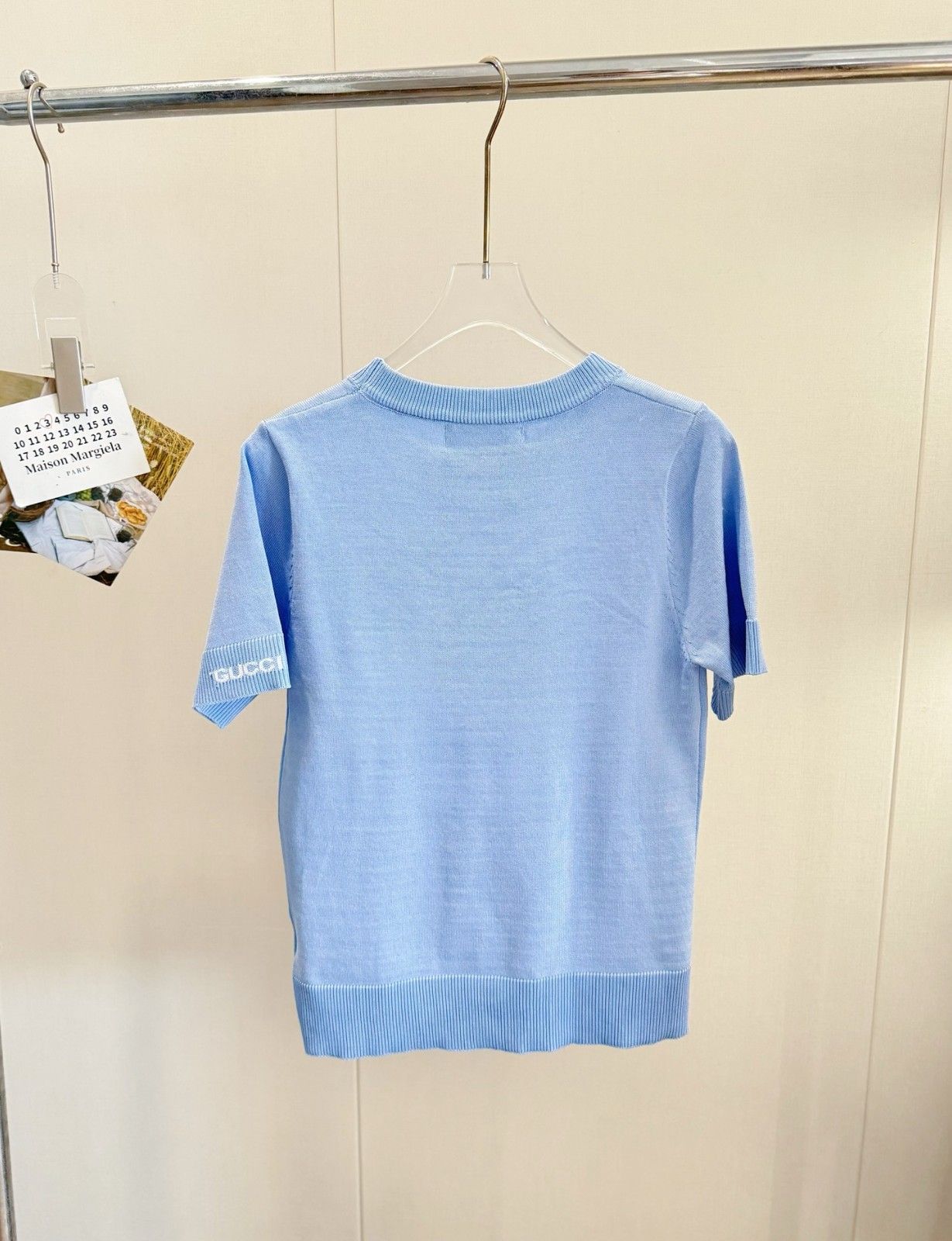 グッチ GUCCI✖️Playful ニット 半袖tシャツ リボン刺繍 可愛い A30380