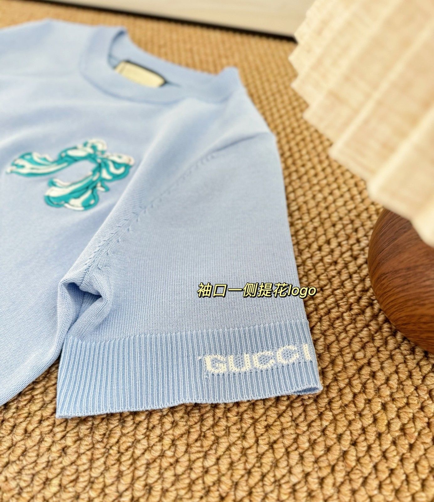 グッチ GUCCI✖️Playful ニット 半袖tシャツ リボン刺繍 可愛い A30380