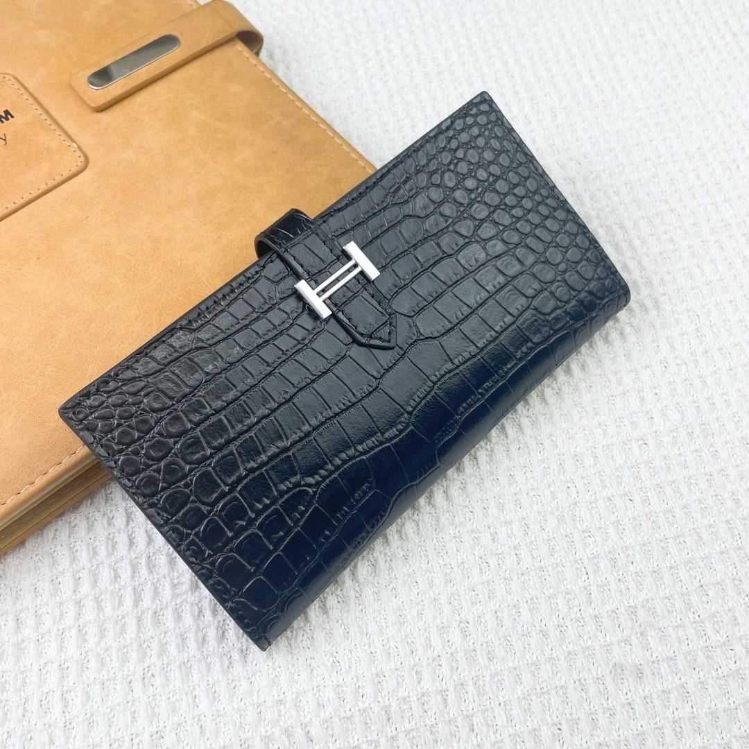 エルメス 縦型財布 レディース 無地レザー 内側ファスナーポケット A30394
