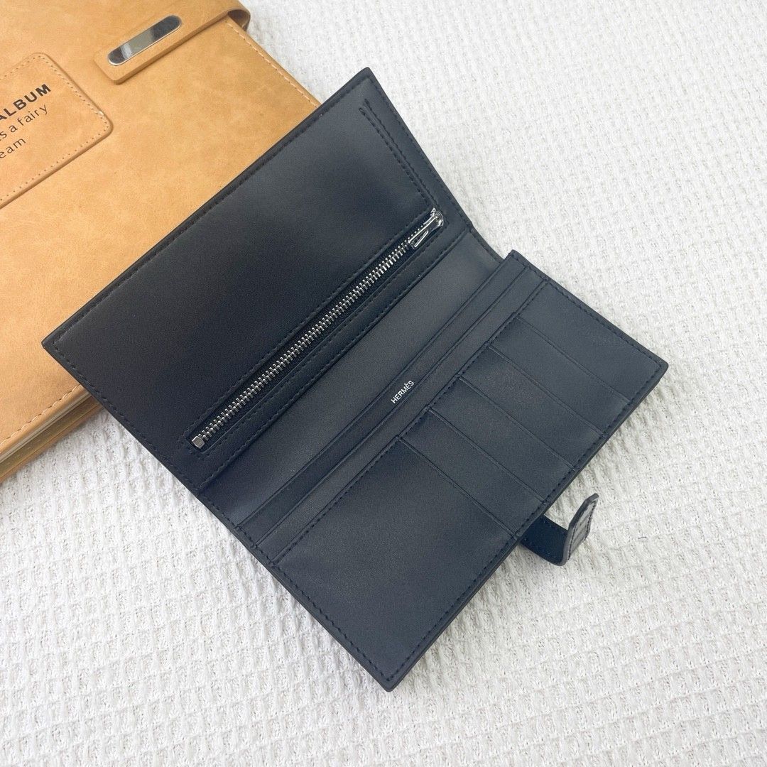 エルメス 縦型財布 レディース 無地レザー 内側ファスナーポケット A30394