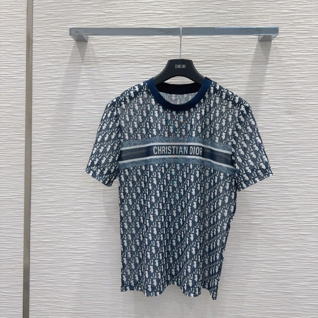 ディオール 半袖tシャツ メッシュボトムシャツ プリント 高級感 A30395