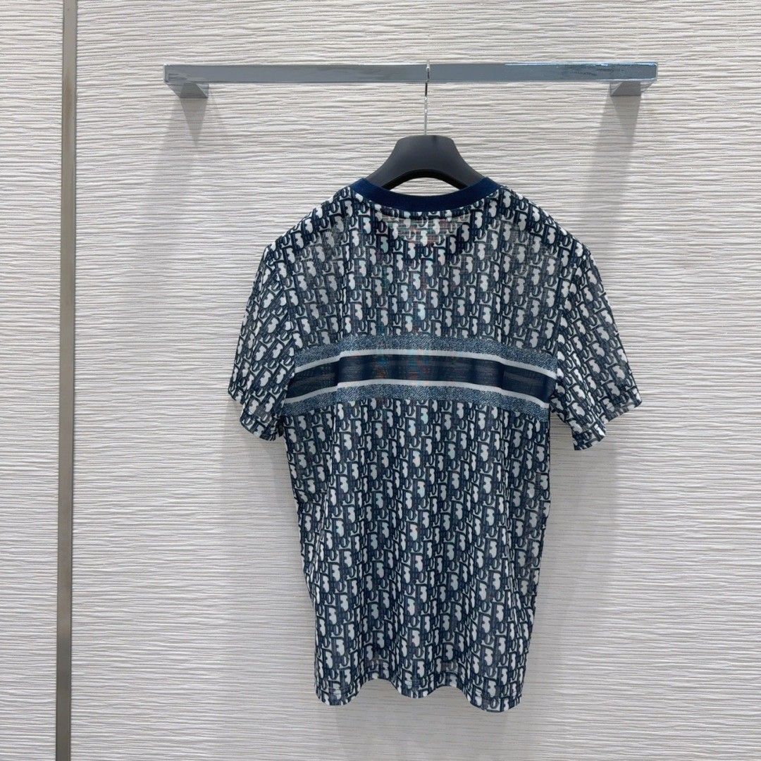 ディオール 半袖tシャツ メッシュボトムシャツ プリント 高級感 A30395