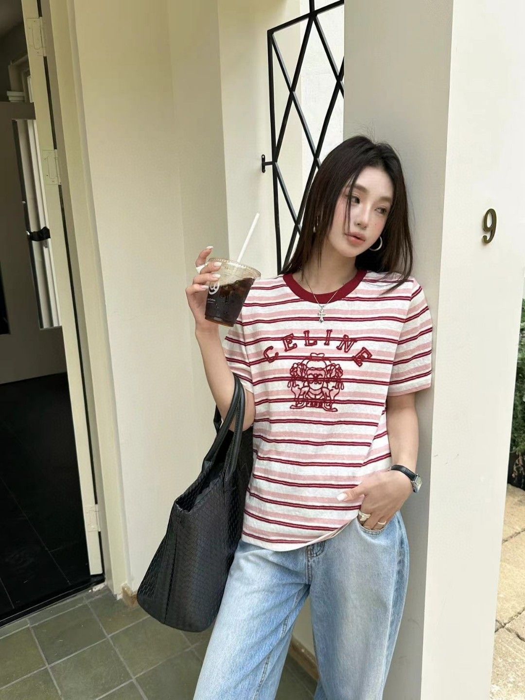 セリーヌ 半袖Tシャツ 刺繍 レディース 可愛い A30409