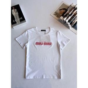 ミュウミュウ  Tシャツ 半袖 レディース向け コットン A30456