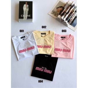ミュウミュウ  Tシャツ 半袖 レディース向け コットン A30456