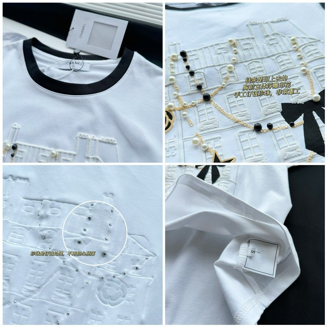 シャネル 半袖Tシャツ リボンパール エンボスロゴ A30452