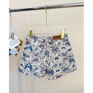 ディオール デニムショートパンツ フローラルバタフライ A30450