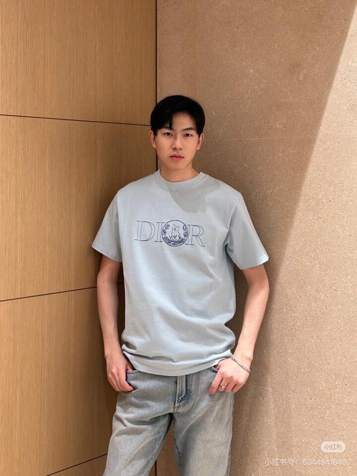 ディオール 半袖Tシャツ 刺繍入り猫 カップル 高品質 A30471