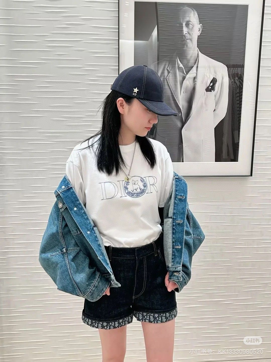 ディオール 半袖Tシャツ 刺繍入り猫 カップル 高品質 A30471