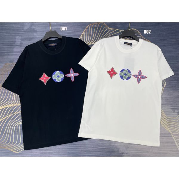 ルイヴィトン 半袖Tシャツ トレフォイルロゴ ラウンドネック A30482