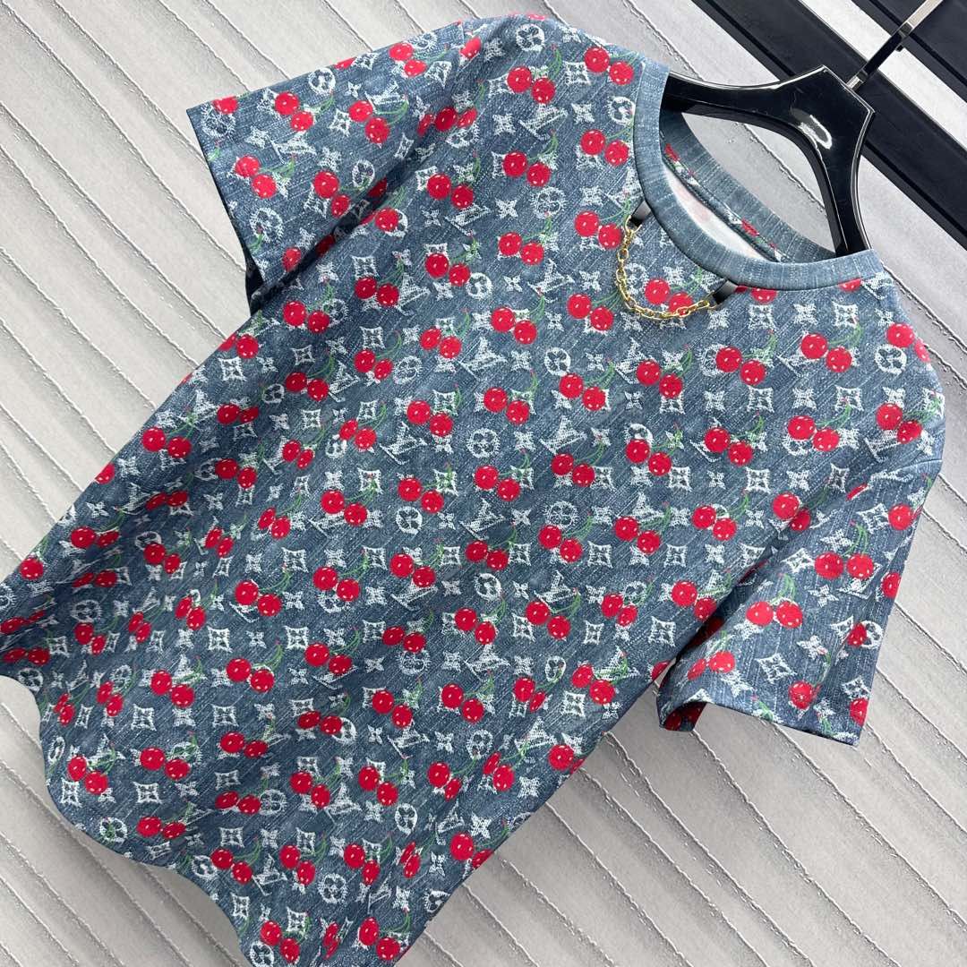 ルイヴィトン 半袖tシャツ チェリー プリント 可愛い A30508