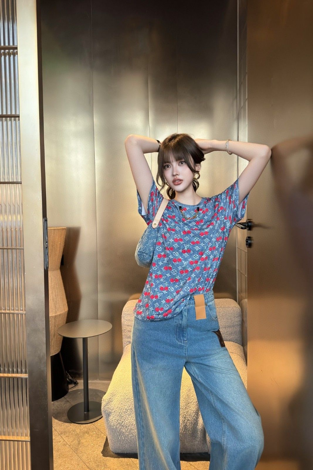 ルイヴィトン 半袖tシャツ チェリー プリント 可愛い A30508