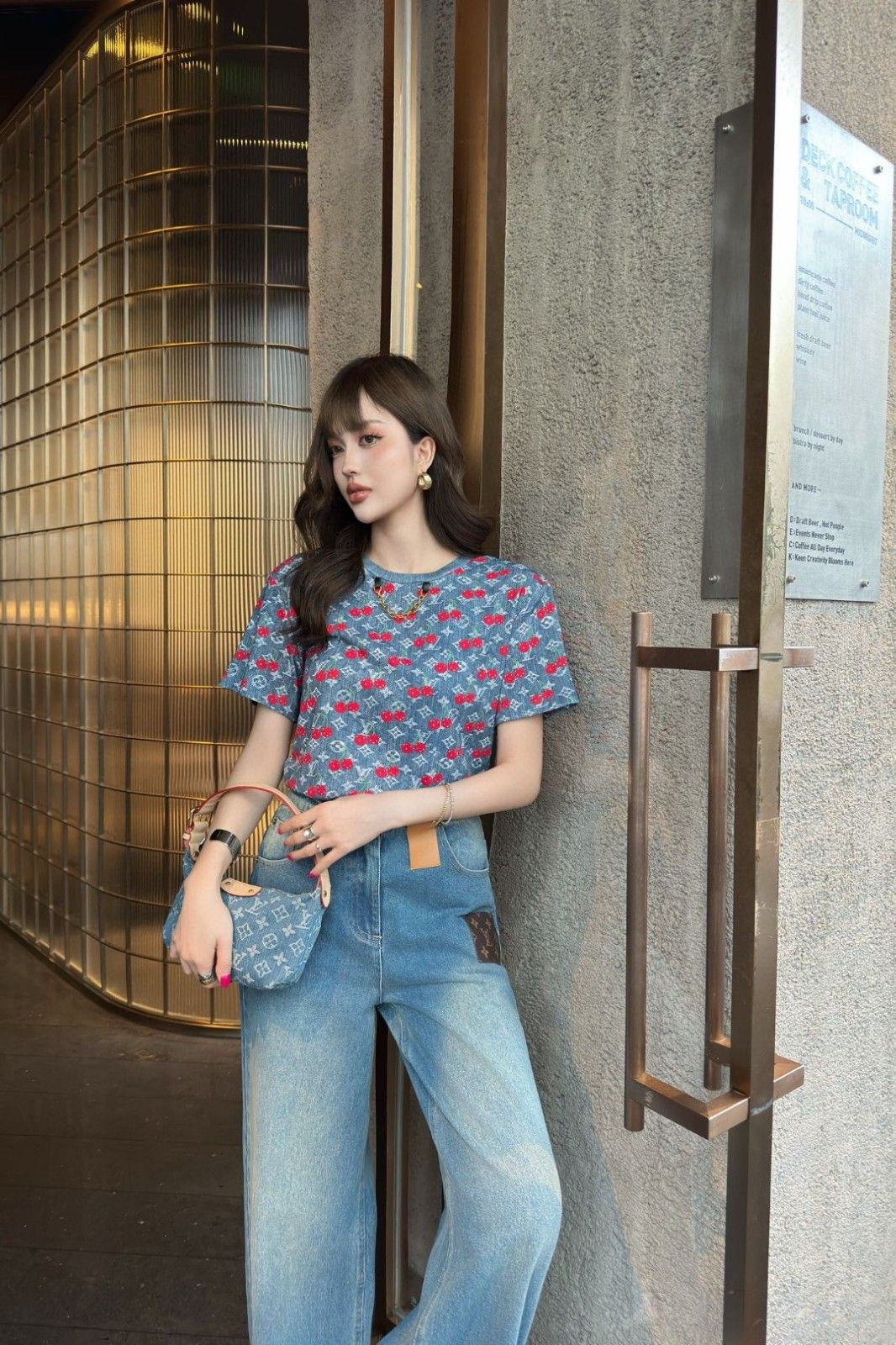 ルイヴィトン 半袖tシャツ チェリー プリント 可愛い A30508