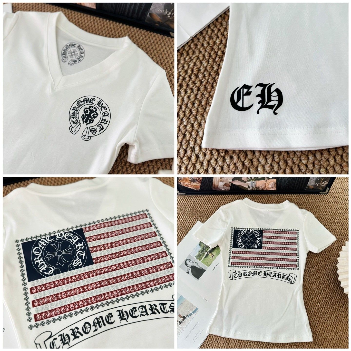 クロムハーツ Vネックスリム半袖Tシャツ レディース オシャレ A30541
