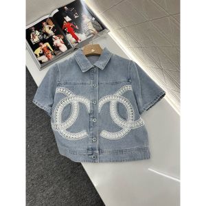 シャネル デニムシャル+ショーツセット レース刺繍 高級感 A30567