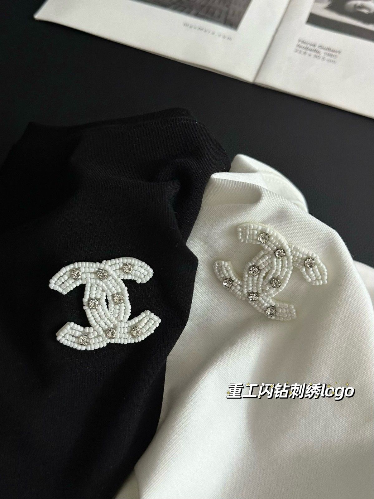 シャネル ショートTシャツ パール 刺繍ロゴ レディース A30605
