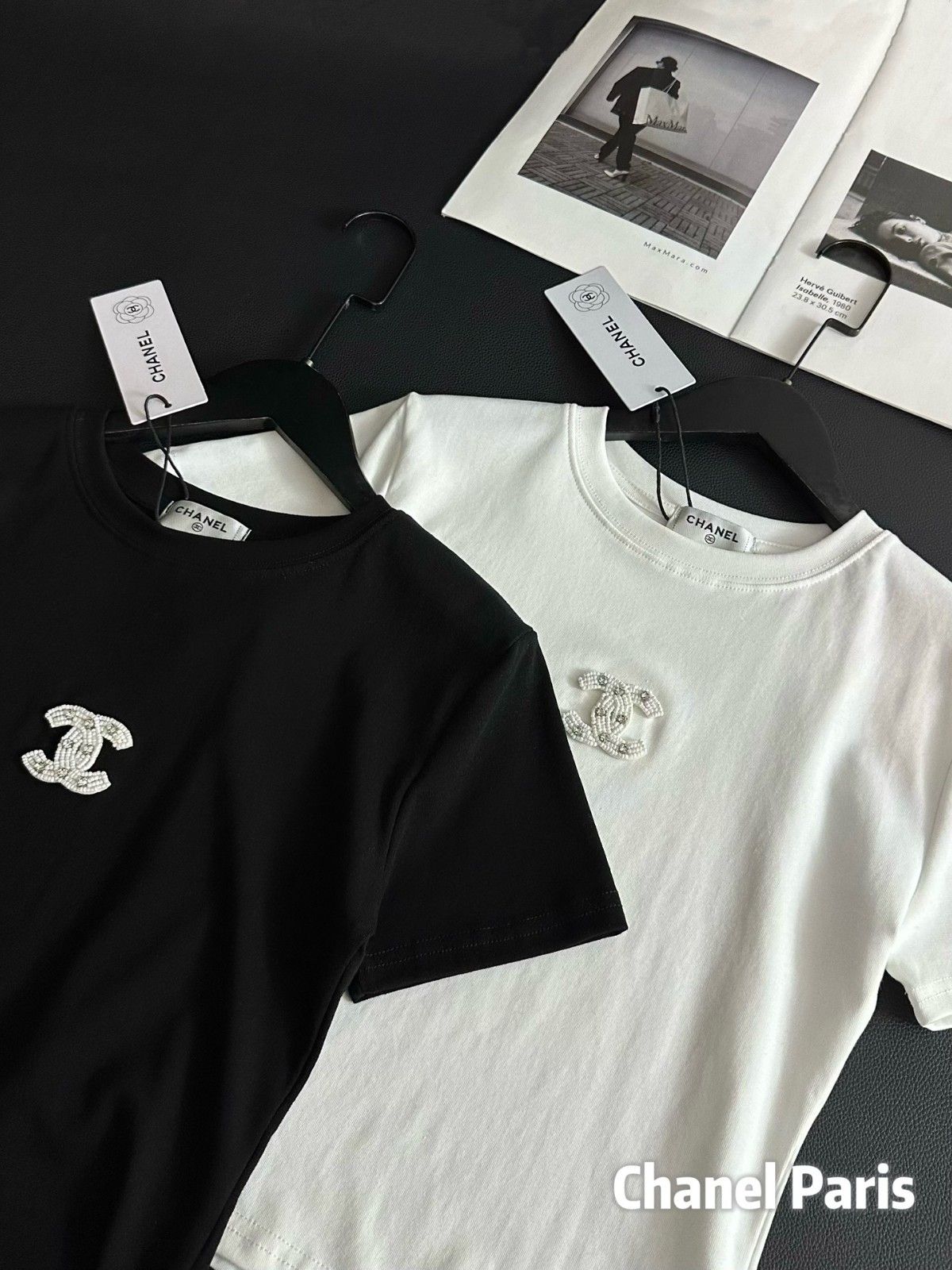 シャネル ショートTシャツ パール 刺繍ロゴ レディース A30605