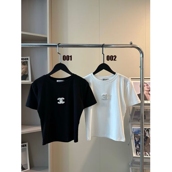 シャネル ショートTシャツ パール 刺繍ロゴ レディース A30605