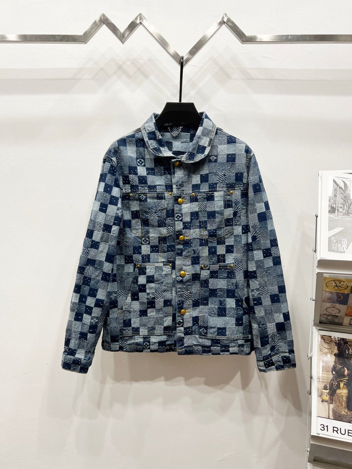 ルイヴィトン デニムジャケット  ダミエ柄 刺繍 A30613