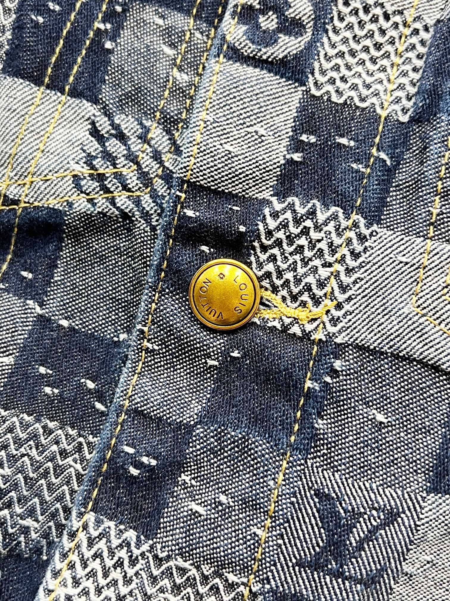 ルイヴィトン デニムジャケット  ダミエ柄 刺繍 A30613