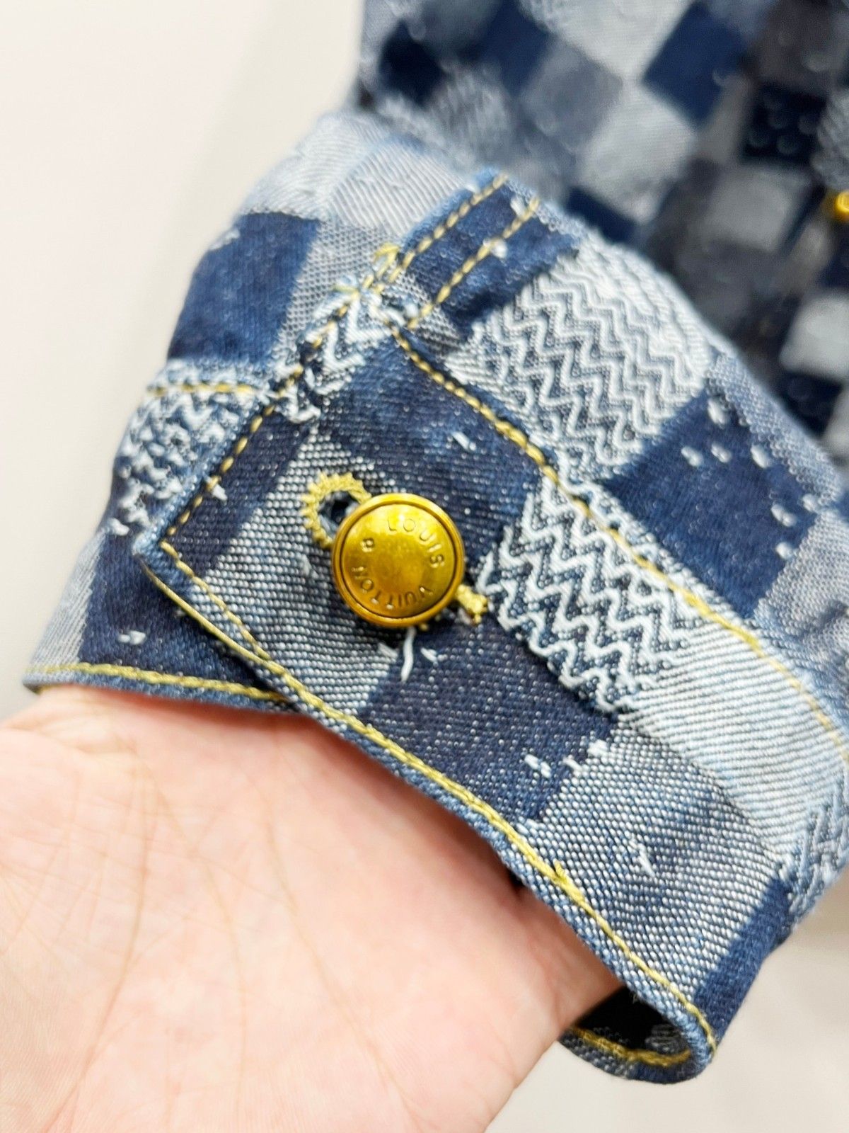 ルイヴィトン デニムジャケット  ダミエ柄 刺繍 A30613