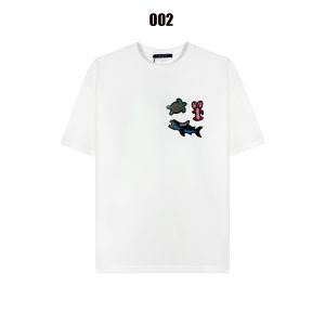 ルイヴィトン 半袖Tシャツ 海洋動物 刺繍ロゴ 高品質 A30659