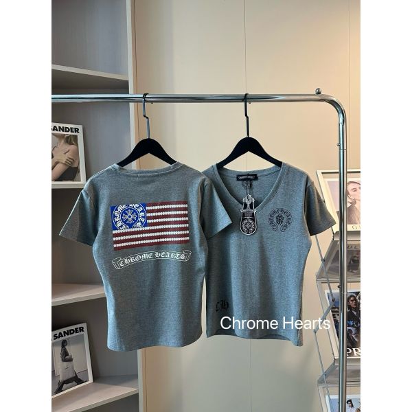 クロムハーツ Vネックスリム半袖Tシャツ レディース オシャレ A30656