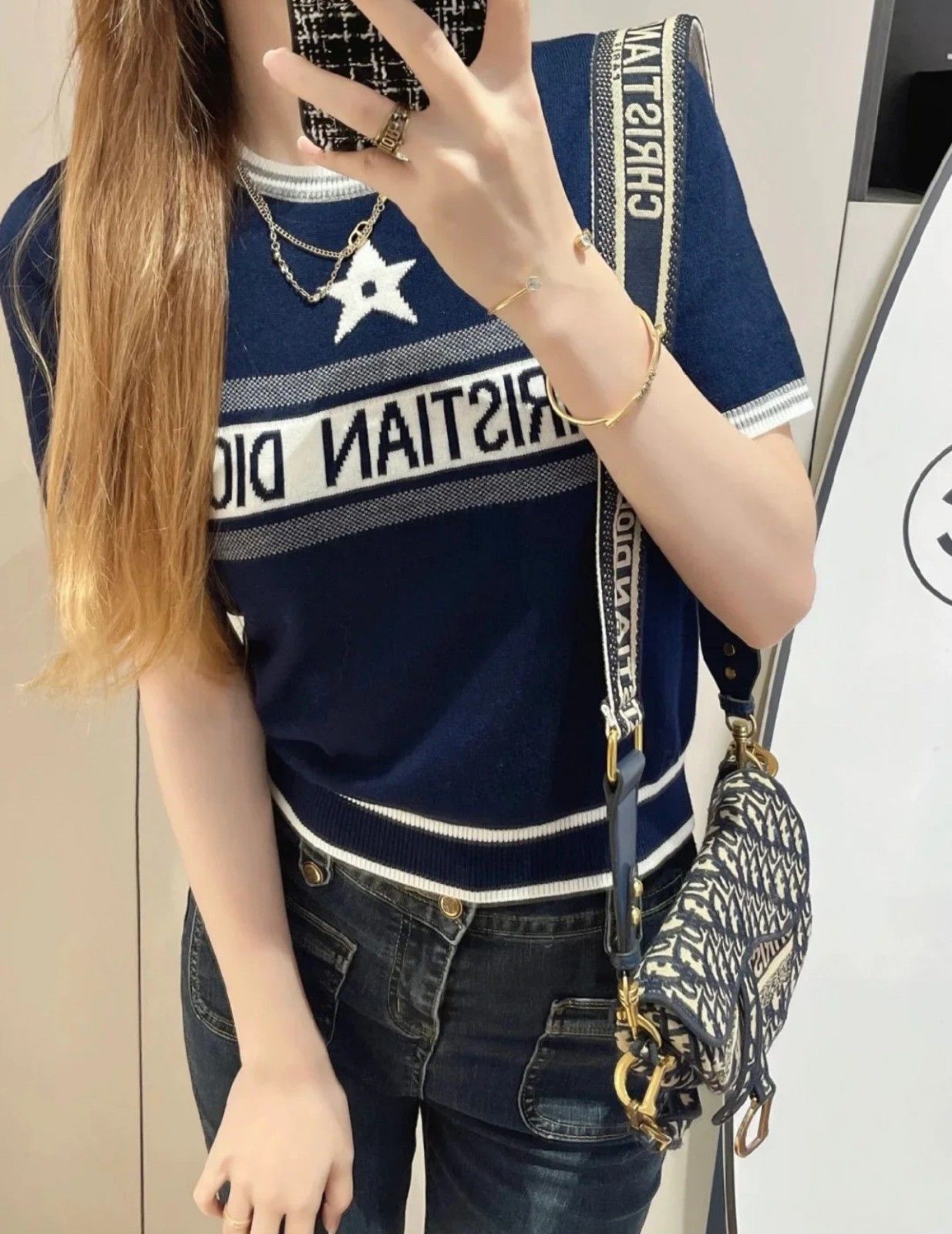 ディオール 半袖 Tシャツ ニット レディース向け 高品質 A30681