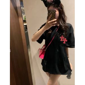クロムハーツ 半袖Tシャツ ピンクロゴ 可愛い A30679