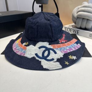 シャネル バケットハット 刺繍 通気性のあるリネンコットン A30718